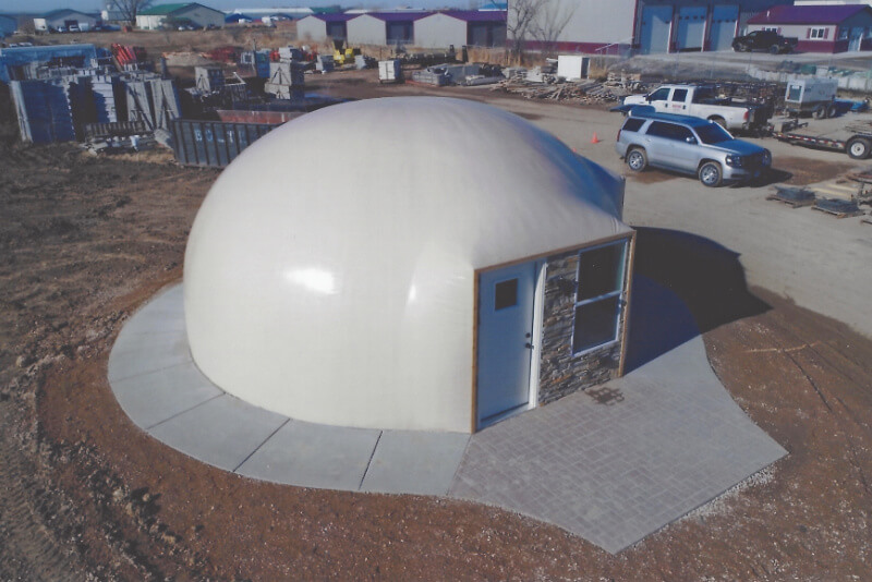 A finished KingDome in Tea, SD. Its shape and construction give it unrivaled safety and security in any climate or threat.