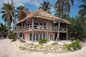 Xanadu Island Resort Vacation Dome Home Exterior with Thatched Roof