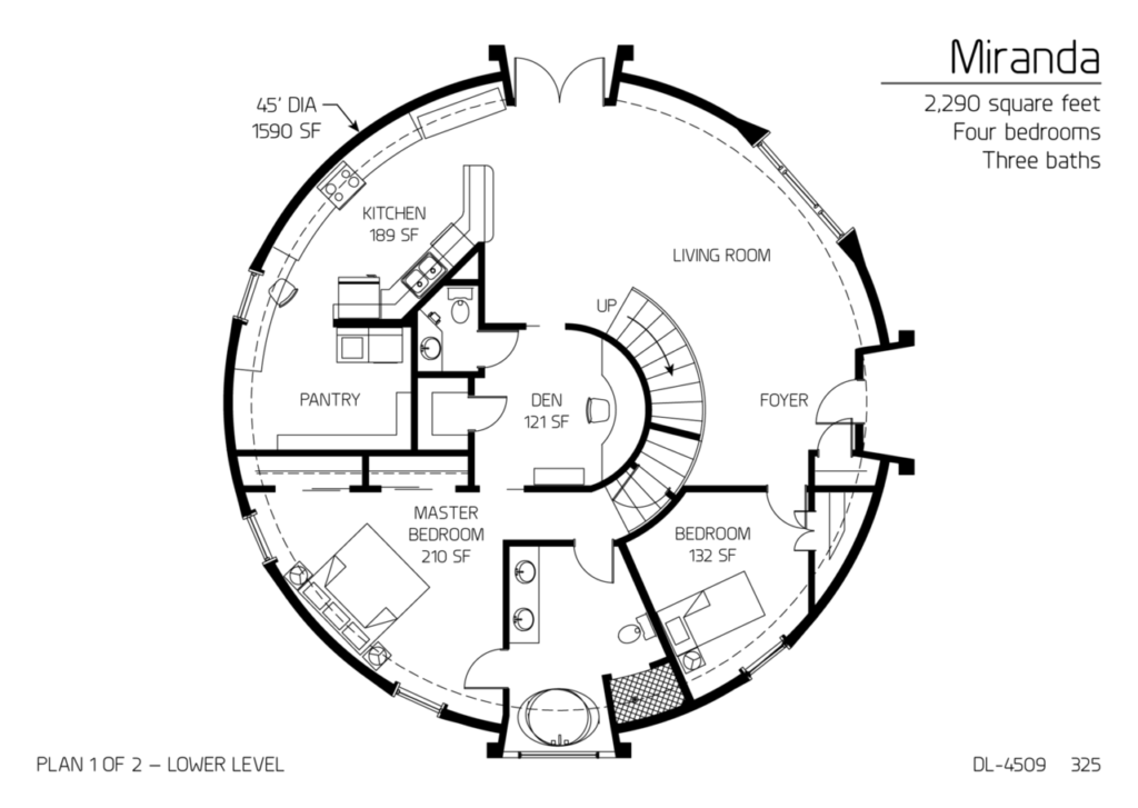 The Miranda, DL-4509: the first floor gives you a private master, an open living room, and a guest bedroom.