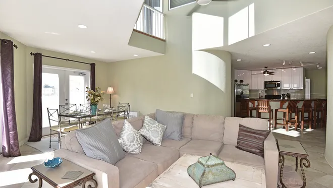 The great room of the Dome of a Home, with open space and plenty of natural light.